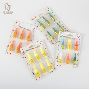 Juego de velas de botella de champán personalizadas <span class=keywords><strong>para</strong></span> <span class=keywords><strong>cumpleaños</strong></span>, velas decorativas de fiesta creativas con forma de botella de vino de cera de parafina - Product Image 6