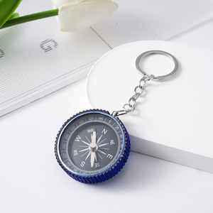 Ngoài trời Đi Bộ Đường Dài công cụ điều hướng mini hợp kim nhôm la bàn Keychain với Rhinestone dát thời trang kim loại vòng chìa khóa - Product Image 2