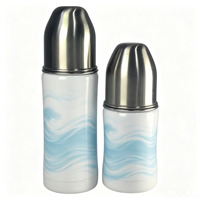 Bouteille à bec verseur en acier inoxydable de 270 ml et 180 ml avec tétine en silicone, marques graduées, anti-fuite détachable pour l'alimentation des bébés