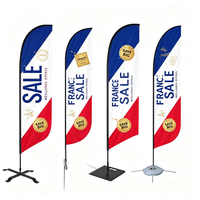 Drapeau publicitaire personnalisé pour l'extérieur, type plume, avec mât en fibre de verre