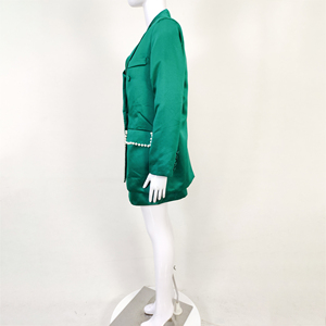 Set di abiti e smoking da donna con decorazione di perle e Set di smoking in raso verde indefinito A7043 - Product Image 4
