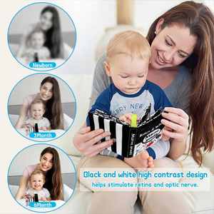 Livres en tissu doux pour bébés, lot de 6, pour nourrissons, tout-petits, enfants, contraste élevé noir et blanc, lavables, mâchables, non toxiques, livres tactiles - Product Image 3