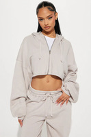 Ensemble de survêtement décontracté 2 pièces pour femme, sweat à capuche court à manches longues et pantalon, collection Printemps-Automne 2026