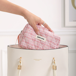 Косметичка из полиэстера и хлопка, розовая, портативный органайзер для макияжа, дорожная женская сумка для туалетных принадлежностей - Product Image 5