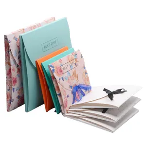 Caja de embalaje de sobre de papel de lujo, personalizado, con lazo, bufanda de seda, caja de sobre de papel