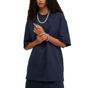 Camiseta transpirable de punto de verano informal de gran tamaño de algodón peinado de alta calidad para mujer con logotipo para mujer al por mayor - Product Image 5