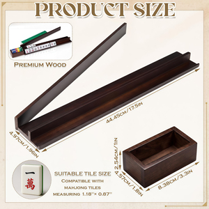 Wood Mahjong Rack 44.45cm x 4.97cm Durable Classic Style Holder for Mahjong Tiles 1.18x0.87in Game Accessory - Product Image 1