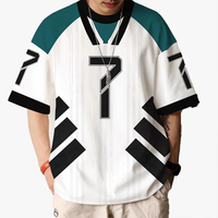 Camiseta de cuello redondo con estampado de la serie Jersey con números digitales en 3D, a la moda, para hombre, para uso al aire libre