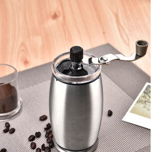 Moulin à café manuel en acier inoxydable, Mini cafetière portable à manivelle pour la maison et le bureau, argenté WJL 731A - Product Image 1