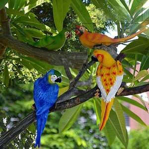 Arbre mural suspendu en résine, 10 pièces, décoration d'intérieur, oiseau, Sculpture, amoureux naturels, collection d'oiseaux tropicaux - Product Image 4
