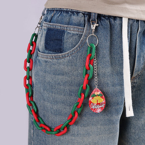 โซ่คล้องกางเกงคริสต์มาส สีแดงเขียว อะคริลิค โซ่คาดเอว สไตล์ฮิปฮอป แฟชั่นฤดูหนาวสำหรับวัยรุ่น - Product Image 2