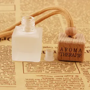 <span class=keywords><strong>Diffuseur</strong></span> de parfum pour voiture en verre givré transparent de 8 ml avec logo personnalisé, rechargeable, avec bouchon à vis en bois - Product Image 2