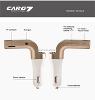 Accessoires de voiture 4-en-1, émetteur FM sans fil portable mains libres, 10 m, modulateur AUX G7, port USB, kit audio, lecteur MP3, stéréo
