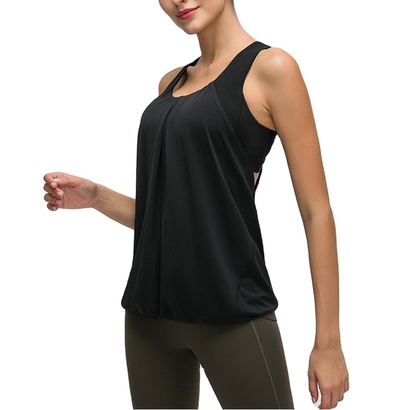 Women's Yoga Wear Solid High Impact Custom Logo Streetwear Tank Tops with Lace Button Hollow Out & Sequined Design