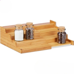 Factory Direct Customized Spice Jars Storage RacK <b>Shelf</b> Extendable Bamboo Four-layers Spice Rack - Product Image 1