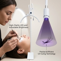 Lampe à ongles sur pied 2-en-1 avec logo personnalisé, lumière demi-lune UV LED à col de cygne pour techniciens de salon, vente en gros