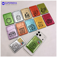 Porte-cartes de crédit en cuir UV laser vierge, support magnétique pour téléphone, vente en gros, logo personnalisé pour cadeaux promotionnels