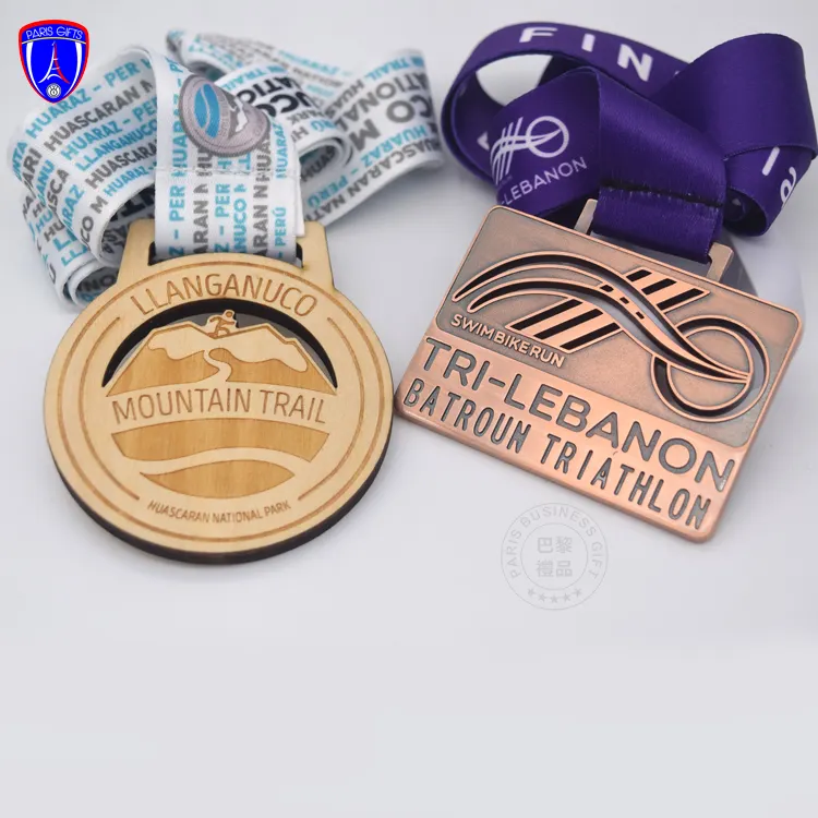 Hot selling personalized custom wooden medal gold silver bronze taekwondo medal wholesale sports medal and trophies with ribbon