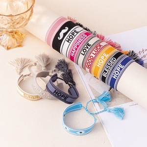 Songfu Factory Customized Women's Jewelry Personalized <b>Name</b> Trendy Italian Embroidery Tassel Webbing Strand <b>Bracelets</b> Gifts - Product Image 5