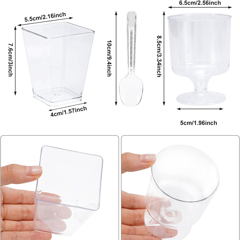 STARLII Ready to Ship Wide Mouth Small Mini Disposable Plastic Clear Square  Box Desert Cups With Lids Ans Spoon| Alibaba.com