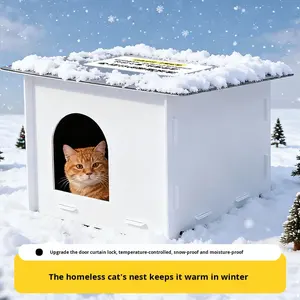 Waterdichte <span class=keywords><strong>Outdoor</strong></span> Kattenhuis Voor Alle Weersomstandigheden Met Dik Pp-Materiaal Voor Gebruik Binnenshuis Geïsoleerd Onderdak Voor Zwerfkatten - Product Image 2