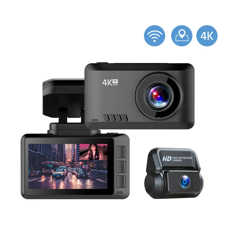 Câmera de carro 4k dashcam, 3840*2160p, 30fps, wifi, câmera para carro, hd dvr, gravador de vídeo, gps, rastreador, foto