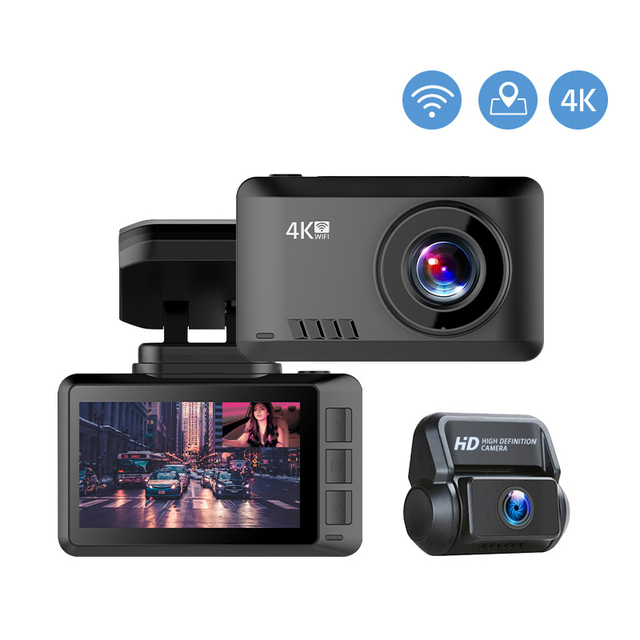 4K DashCam 3840*2160P 30FPS WiFi Car Camera with HD DVR Video Recorder GPS Tracker Gesture Photo