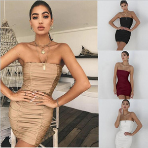 En gros Scrunch Femmes Sans Manches Moulante Bandeau Sexy Mini Robe robe de soirée - Product Image 2