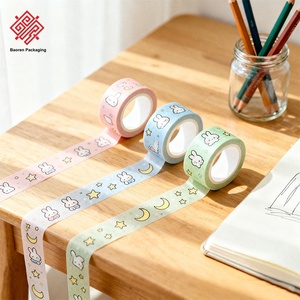 Cinta Adhesiva Decorativa Personalizada Baoren, Cinta de Papel Washi Estampada, Cinta de Embalaje Lisa, Cintas Creativas Impresas a Color, Juegos de Cintas Creativas con Temática de Dibujos Animados - Product Image 1