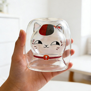 Schattig katten cartoon patroon hoge borosilicaat glazen melkmok, milieuvriendelijk, elegant, dagelijks drinkcadeau - Product Image 5