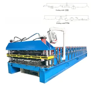 Trapezförmige Fliesen walzen form maschine Doppelschicht-Dachziegel platte Dach walzen form maschine CNC