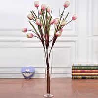 Vase à fleurs en cône de verre pour les fêtes d'événements, décoration de table de pièce maîtresse de mariage de vase de fleur, idée de décor de vase d'événements modernes