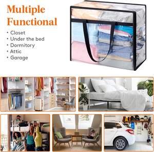 Organisateur <span class=keywords><strong>de</strong></span> sac <span class=keywords><strong>de</strong></span> <span class=keywords><strong>rangement</strong></span> <span class=keywords><strong>de</strong></span> vêtements clairs avec poignée renforcée organisateur <span class=keywords><strong>de</strong></span> placard sac en vinyle <span class=keywords><strong>pour</strong></span> literie couvertures en lin housses <span class=keywords><strong>de</strong></span> <span class=keywords><strong>couette</strong></span> - Product Image 4