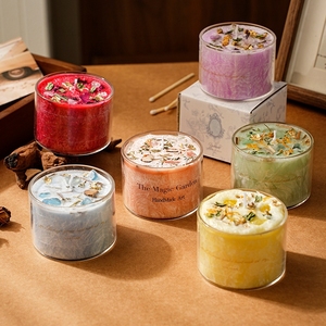 Velas de Cristal com Flores Secas e Cera de Floco de Neve em Copos de Vidro Transparentes, Velas Aromáticas Premium para Presentes - Product Image 3