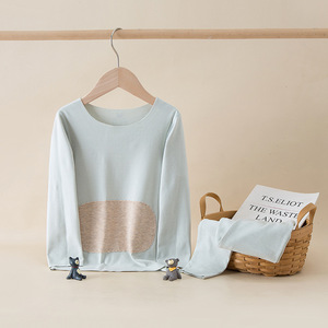 Qingli Otoño/Invierno Parche para niños Conjunto de ropa interior térmica Niños y niñas Pijamas de base de protección del vientre cepillado de doble cara - Product Image 6