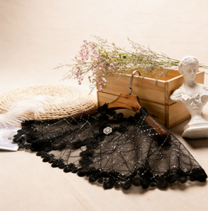 Elegante Capa Negra de Encaje con Cuentas y Lentejuelas, Bolero de Malla de Poliéster Vintage <span class=keywords><strong>para</strong></span> Eventos Nocturnos, Bodas, <span class=keywords><strong>Fiestas</strong></span> de Graduación - Product Image 6