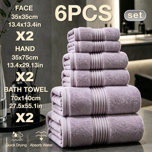 Juego de 6 Toallas de Baño Gozone Home, 35x35cm, 35x75cm, 70x140cm, Algodón Puro, Secado Rápido, Absorbentes - Product Image 1