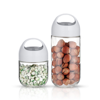 Contenedor de Almacenamiento de Alimentos Apilable, Reutilizable y Hermético con Tapas y Asas para Cocina, Contenedores de Vidrio para Almacenamiento en Despensa
