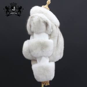 Giacca in pelliccia da donna a manica lunga in <span class=keywords><strong>vera</strong></span> pelliccia di volpe con pelliccia invernale in <span class=keywords><strong>vera</strong></span> <span class=keywords><strong>pelle</strong></span> - Product Image 3