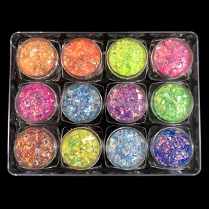 Toplu Polyester yanardöner Glitter konfeti düzensiz gevreği karışımı Glitter kırıkları için Nailart