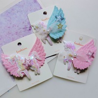 Vente en gros YT - Barrettes et pinces à cheveux en plastique avec paillettes, licorne, ailes d'ange, arc-en-ciel, pour filles, enfants, accessoires de fête