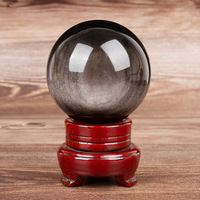 Sphère d'obsidienne chatoyante naturelle or et argent, boule de cristal d'obsidienne chatoyante, sphère de pierre précieuse de guérison pour la décoration intérieure