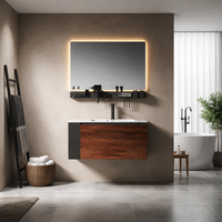 Meubles de salle de bain design moderne pour hôtels et appartements : Meuble-lavabo mural avec rangements intégrés et supports pour outils