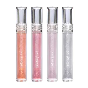 실리콘 브러쉬 립글로스 투명 재고 공급 멋진 3.2ML 라운드 클리어 립 유약 4 색 방수 일반 생활 메이크업