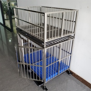 Çift katmanlı özelleştirilebilir katlanabilir kafes köpek tekerlekler ile ev gibi paslanmaz çelik köpek kulübesi kafesleri metal xxl - Product Image 4