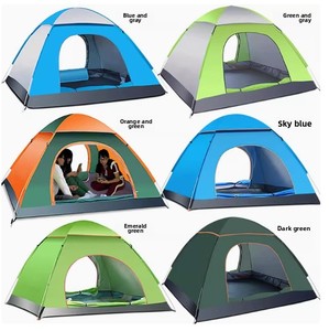 Carpa familiar para 2 personas, impermeable, para exteriores, de apertura rápida automática, con tela de malla gruesa, postes de fibra de vidrio y algodón, para acampar, de Yiwu. - Product Image 5