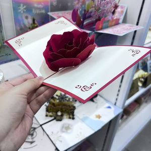Carte d'anniversaire 3D pop-up rose avec enveloppe - Papier spécial DIY - Pour anniversaires, mariages, fête des mères, Saint-Valentin - Product Image 4