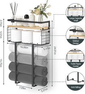 CF <span class=keywords><strong>madera</strong></span> Acero inoxidable cocina <span class=keywords><strong>baño</strong></span> accesorios almacenamiento papel toallero estante toallero barras montado en la pared <span class=keywords><strong>para</strong></span> el <span class=keywords><strong>baño</strong></span> - Product Image 2