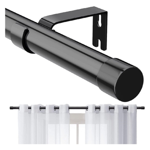 Barras de Cortina Ajustables para el Hogar con Terminales Simples para Ventanas de 48 a 84 Pulgadas, Barra de Cortina Moderna Negra - Product Image 1