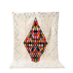 Hand-Knotted Woolen Moroccan Carpet Indian-Style Embroidered Design Washable Persian Rug Indoor Outdoor Use By ITHL - Product Image 1